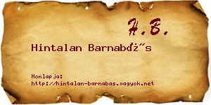 Hintalan Barnabás névjegykártya
